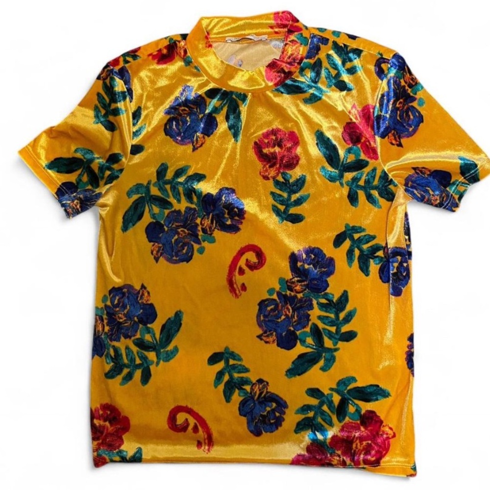 Zara Trafaluc Velvet Floral Top